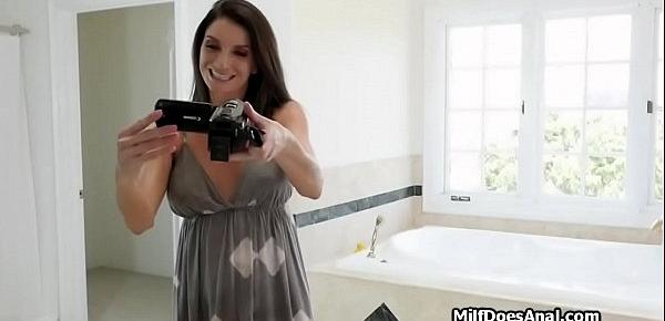  Milf caught doing anal show in the bathroom